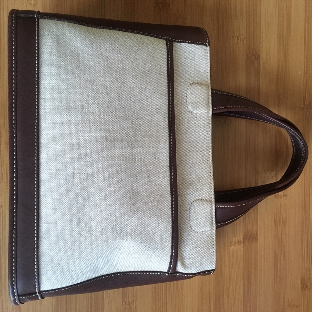Coach Leather and Oatmeal Linen Purse